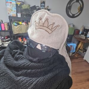 Crown Embroidered Beige Towel